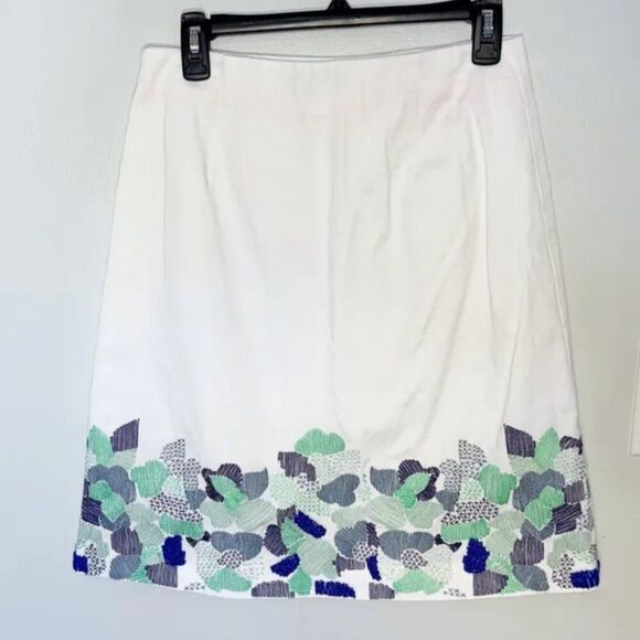 Boden Mosaic Flower embroidered Beaded A line midi skirt white size 6 - Picture 7 of 11